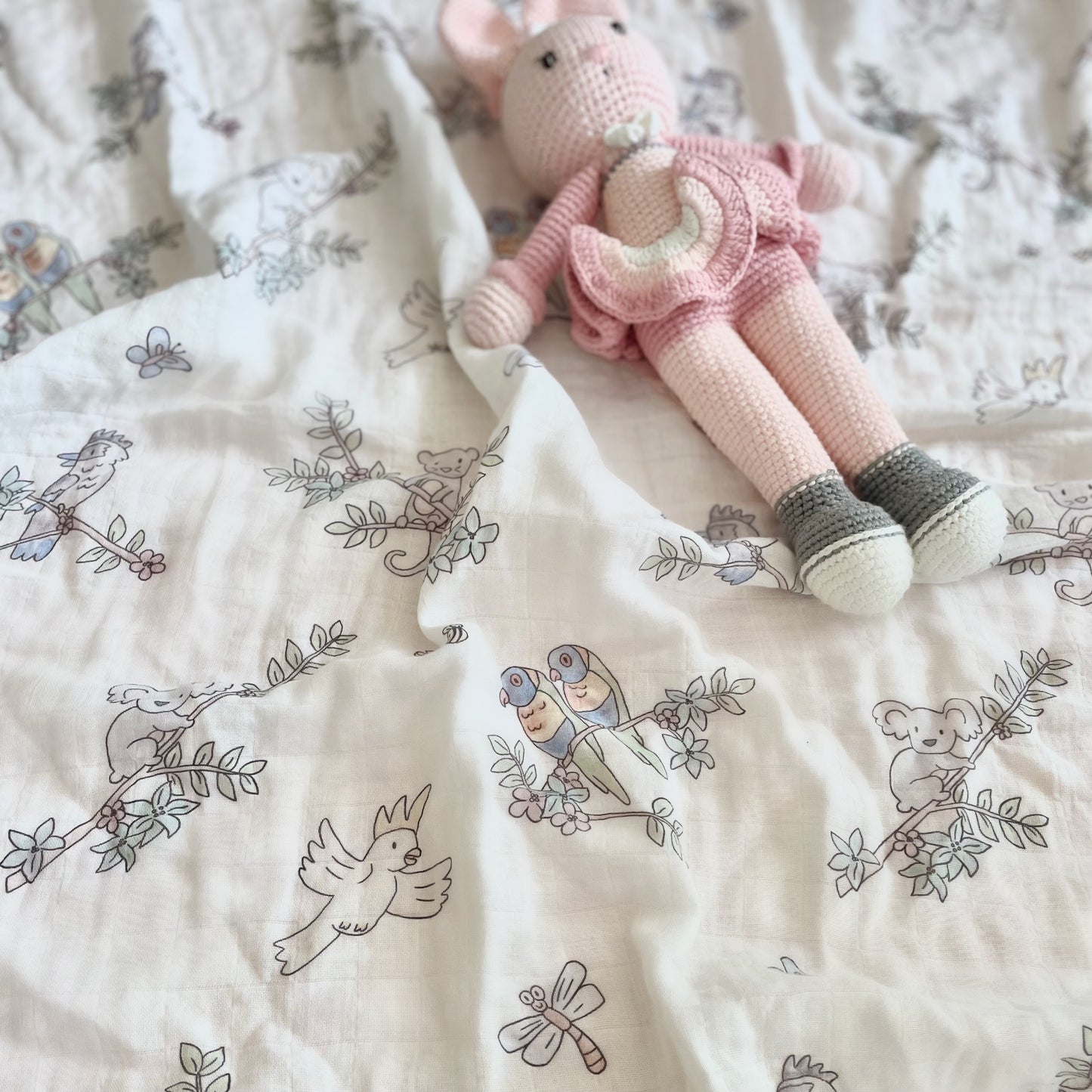 Organic Cotton Swaddle Baby Animals