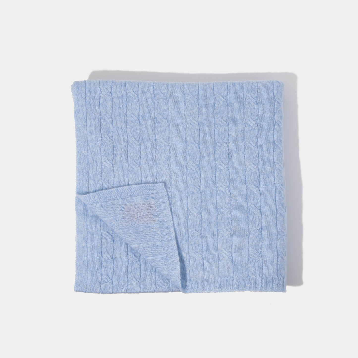 Cashmere Cable Knit Blanket Cornflower Blue