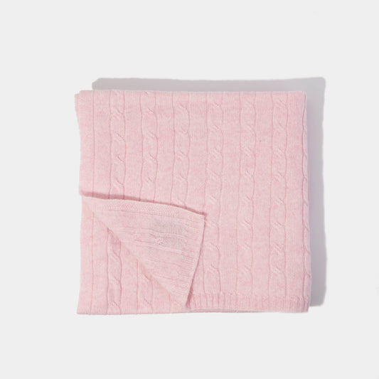 Cashmere Cable Knit Blanket Ballet Pink