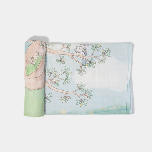 Organic Cotton Swaddle Blue Tree