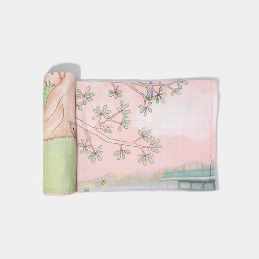 Organic Cotton Swaddle Pink Tree