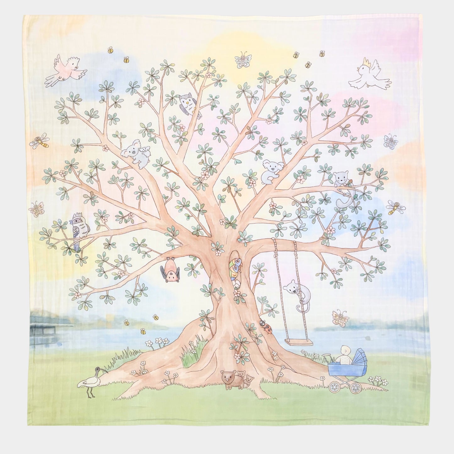 Organic Cotton Swaddle Multicolour Tree