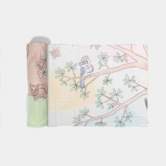 Organic Cotton Swaddle Multicolour Tree