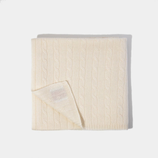 Cashmere Cable Knit Blanket Vanilla Cream